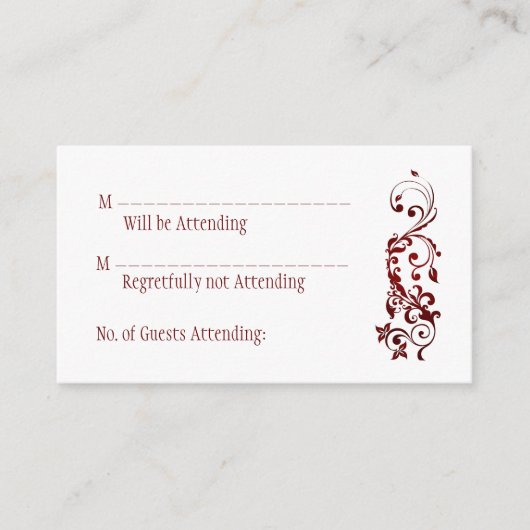 赤い蝶の返信カード エンクロージャーカード (正面)