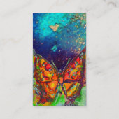 赤い蝶の青い黄色の金ゴールドキラモノグラム 名刺 (裏面)