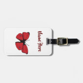 赤い蝶スケッチ ラゲッジタグ (正面横)