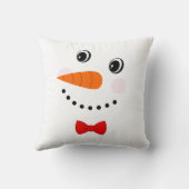 赤い蝶ネクタイのカスタム雪だるま クッション (裏面)
