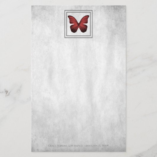 赤い蝶パーソナライズされた文具 便箋 (正面)