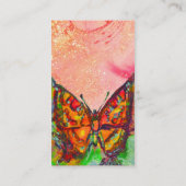 赤い蝶ピンク黄色の金ゴールドスパークルズモノグラム 名刺 (裏面)