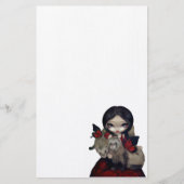 赤い蝶フェレットのゴシック様式妖精の文房具 便箋 (正面)