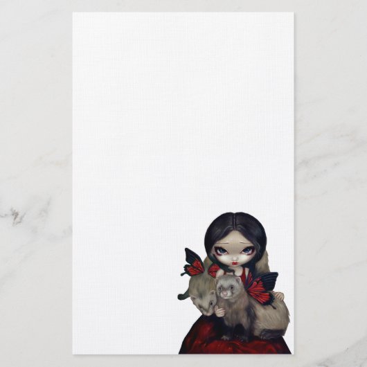 赤い蝶フェレットのゴシック様式妖精の文房具 便箋 (正面)