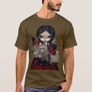 赤い蝶フェレットのワイシャツのゴシック様式妖精のフェレット Tシャツ