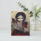 「赤い蝶フェレット」はがき ポストカード (スタンド正面)