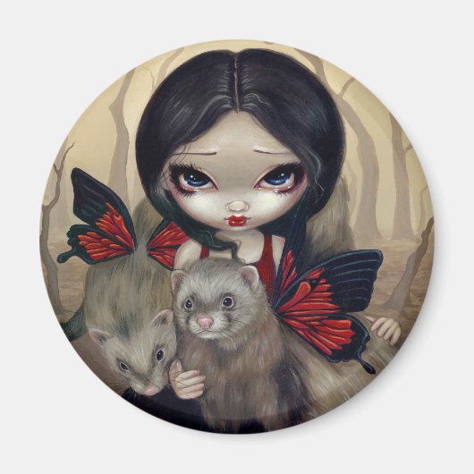 "赤い蝶フェレット"マグネット マグネット (正面)