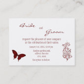 赤い蝶結婚式招待状 名刺 (裏面)