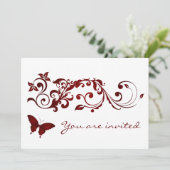 赤い蝶結婚式招待状 招待状 (スタンド正面)