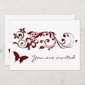 赤い蝶結婚式招待状 招待状 (正面/裏面)