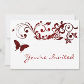 赤い蝶結婚式招待状 招待状 (裏面)