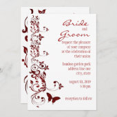 赤い蝶結婚式招待状 招待状 (正面/裏面)