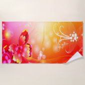 赤い蝶 ビーチタオル (正面)