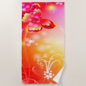 赤い蝶 ビーチタオル (正面)