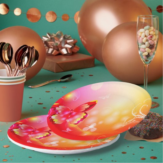 赤い蝶 ペーパープレート (複数)