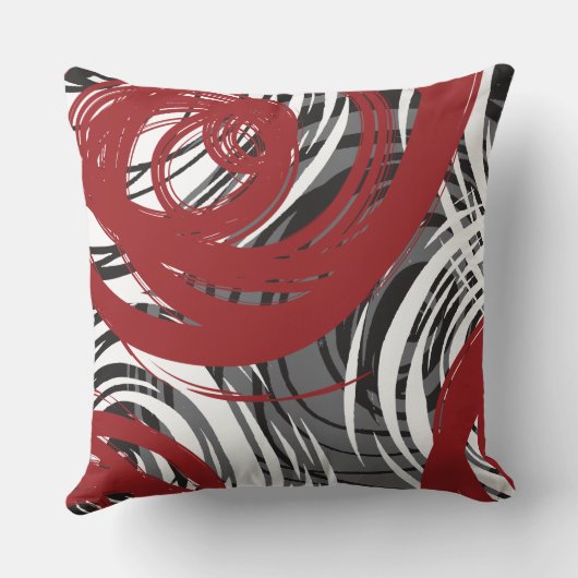 赤い螺線形のデザインのレトロの装飾用クッション クッション (裏面)