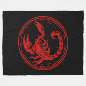 赤い蠍座の占星術の星座スコーピオ フリースブランケット (正面(横))