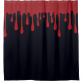 赤い血の滴る 黒いハロウィーンの水滴 シャワーカーテン (正面)