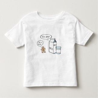 赤い袖とのおもしろいなミルク及びショウガの子供白いT トドラーTシャツ