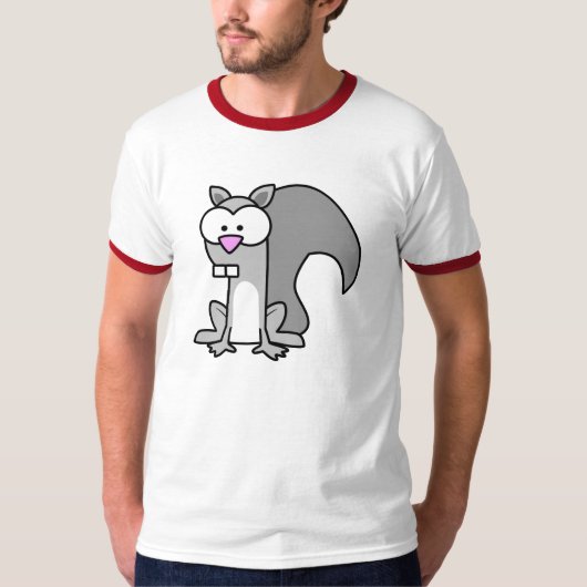 赤い袖のリスのワイシャツ Tシャツ (正面)