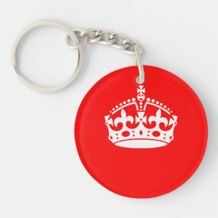 赤い装飾に王冠のKEEP CALM キーホルダー
