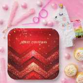 赤い装飾のクリスマスパーティー用紙皿 ペーパープレート (パーティー)