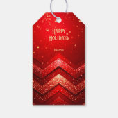 赤い装飾のクリスマス ギラギラ ホリデー ギフトタグ (裏面)