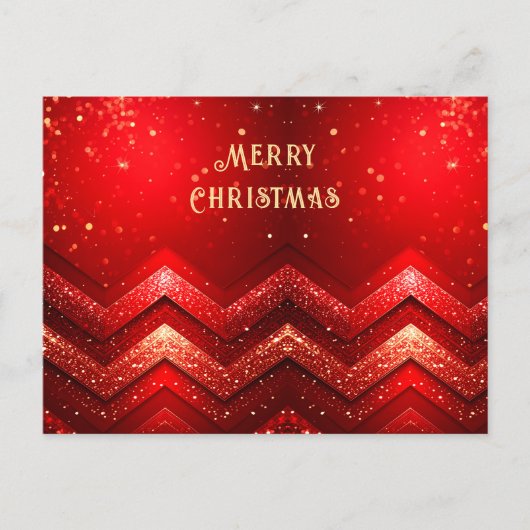 赤い装飾のクリスマス ギラギラ ホリデー ポストカード (正面)