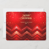 赤い装飾のクリスマス ラメ ホリデーカード (正面)
