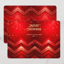 赤い装飾のクリスマス ラメ ホリデーカード