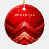 赤い装飾のクリスマス ラメ ホリデー オーナメント (裏面)
