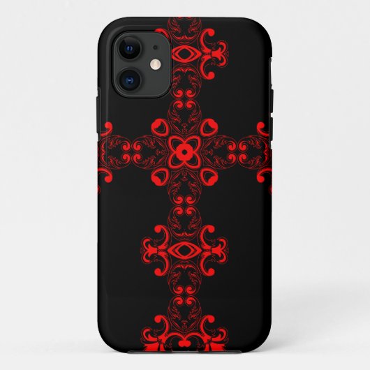 赤い装飾のクロス 聖なる装飾芸術 Case-Mate iPhoneケース (裏面)