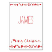 赤い装飾の付いたクリスマス座席表 テーブルナンバー (裏面)