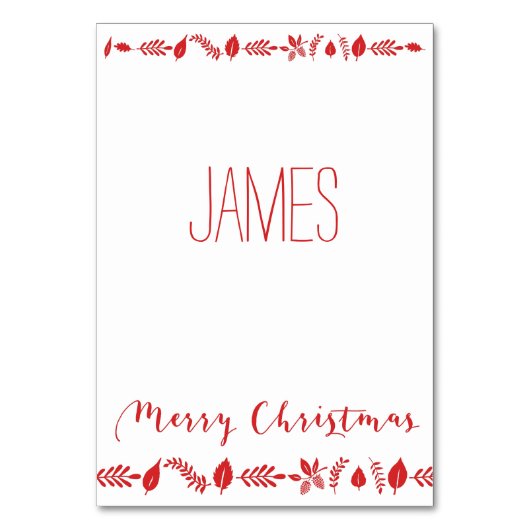 赤い装飾の付いたクリスマス座席表 テーブルナンバー (正面)