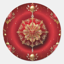 赤い装飾オーナメントホリデーシール