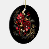 赤い装飾フラワーズホリデーオーナメント セラミックオーナメント (右)