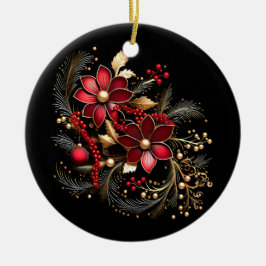 赤い装飾フラワーズホリデーオーナメント セラミックオーナメント