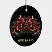 赤い装飾フラワーズホリデーオーナメント セラミックオーナメント (右)