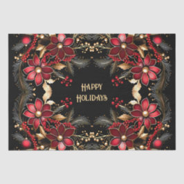 赤い装飾フラワーズホリデーティッシュペーパー 薄葉紙