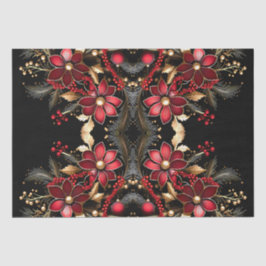 赤い装飾フラワーズホリデーティッシュペーパー 薄葉紙