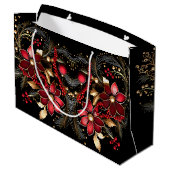 赤い装飾フラワーズホリデー抱き枕 ラージペーパーバッグ (裏面アングル)