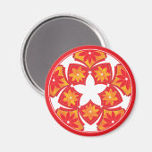赤い装飾フローラタイル磁石 マグネット (正面/裏面)
