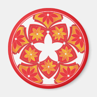 赤い装飾フローラタイル磁石 マグネット