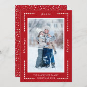 赤い装飾恵み平和の喜びクリスマスフォト シーズンカード (正面/裏面)