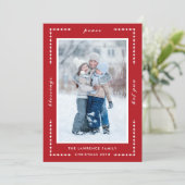 赤い装飾恵み平和の喜びクリスマスフォト シーズンカード (スタンド正面)