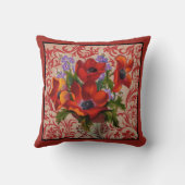 赤い装飾用クッションのポピー縁どズ クッション (裏面)