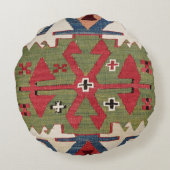 赤い装飾用モチーカラフルフブルーフラワー ラウンドクッション (裏面)