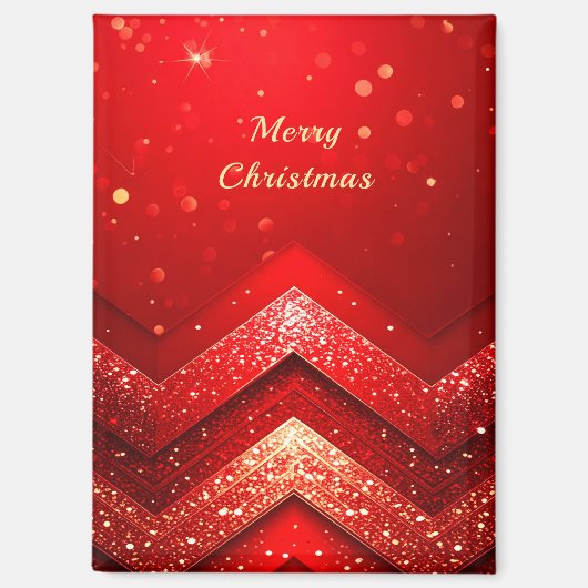 赤い装飾的なクリスマスのラメ ホリデーマグネット マグネット (正面)