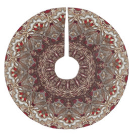 赤い装飾的なクリスマスツリースカート ブラッシュドポリエステルツリースカート