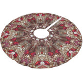 赤い装飾的なクリスマスツリースカート ブラッシュドポリエステルツリースカート (アングル)